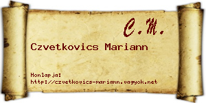 Czvetkovics Mariann névjegykártya