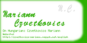 mariann czvetkovics business card